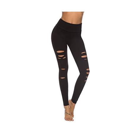 ripped yoga pants|High Waist Yoga Pants Cutout Ripped Skinny Leggings for .